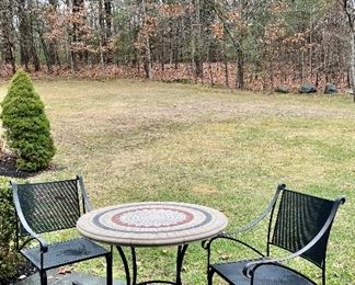 Resin Table & Wrought Iron Rocking Chairs