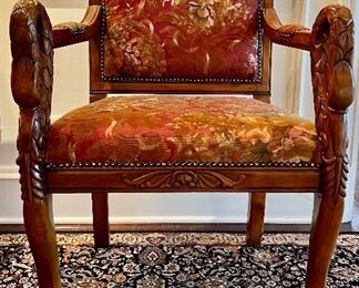 (2) Vintage Carved Swan Armchairs 
