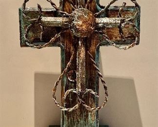 Rustic Wood & Metal Cross