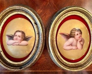 (2) Hand Painted Porcelain Angels