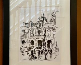 Black & White Print, Signed (town square) 