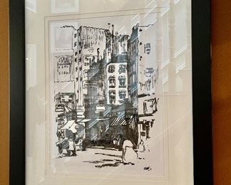 Black & White Scene, Signed Pabis