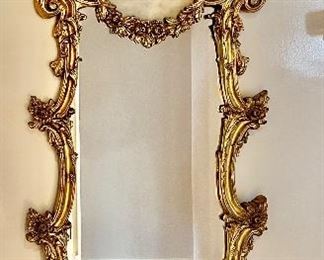 Gold Gilt Floor Mirror with Angels 