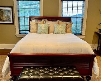 Leather Bench with Nailhead Trim