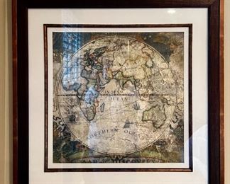Framed Western & Eastern Hemisphere Print 