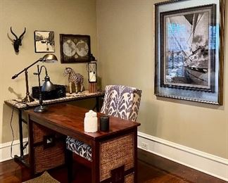 Love this "desk" or console table with the caned sides!