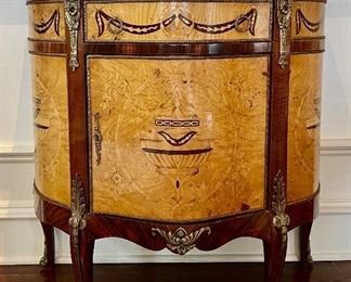 Small Inlaid Console/Demilune Cabinet
