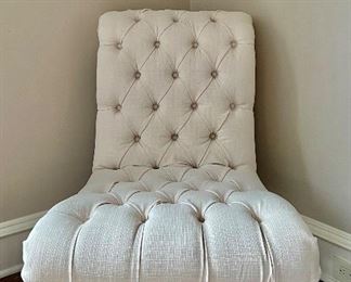 Tufted Chair with Brass Casters