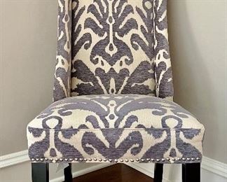 Grey & White Accent Chair with Nailhead Trim