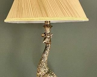 (2) Gold Peacock Lamps