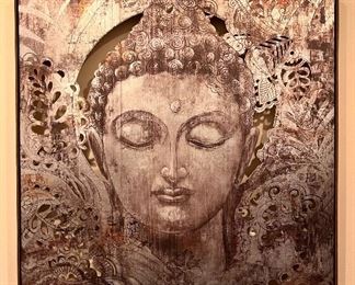 Framed Metal Buddha 