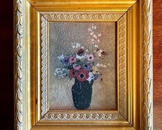 "Large Green Vase with Mixed Flowers" Print