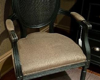 Upholstered Caned Armchair 