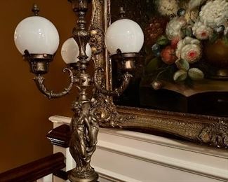 Antique European 4-Globe Lamp