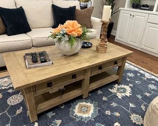 $775 ~ POTTERY BARN TWO DRAWER DOUBLE SIDED ENTRY COFFEE TABLE