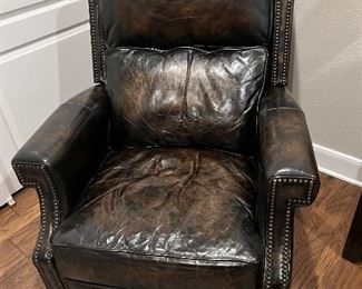 $ 875 OBO~ (TWO AVAILABLE) COMFY ARHAUS DISTRESSED LEATHER RECLINERS