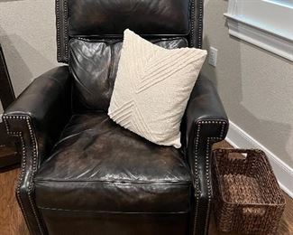 $ 875 OBO~ (TWO AVAILABLE) COMFY ARHAUS DISTRESSED LEATHER RECLINERS
