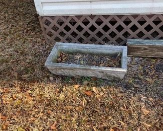 One of two cement planters