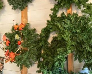 Many Christmas wreaths 