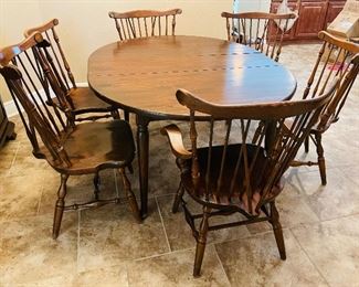 1_____$1,195 
Ethan Allen  dining table 
60Lx48Wx30H with 
2arm chairs, 4side chairs 36H