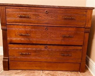 4_____$395
Marble Top 3 Drawer Chest
39Hx18Dx30H
