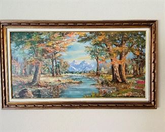 10_____$450
Harold Smith Mid Century Oil on Board Painting Rocky Mountain 
57Wx32H