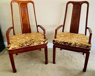 8_____$375
Pair of Asian Rosewood Chairs with Velvet Cushions 
23Wx43H