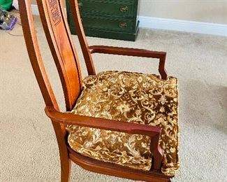 8_____$375
Pair of Asian Rosewood Chairs with Velvet Cushions 
23Wx43H