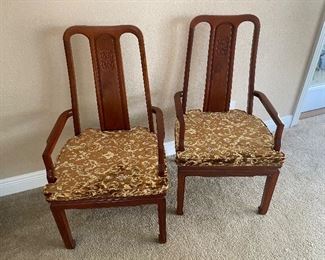 8_____$375
Pair of Asian Rosewood Chairs with Velvet Cushions 
23Wx43H