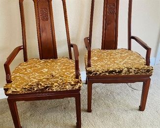 8_____$375
Pair of Asian Rosewood Chairs with Velvet Cushions 
23Wx43H