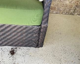 16_____$595
Outdoor Sofa and 1 Rocking Swivel Chair with Green Sunbrella Cushions