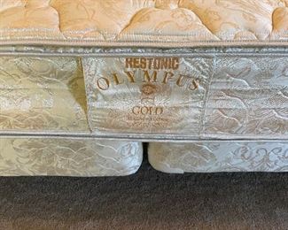 24_____$395
King Linen Nailhead Headboard  Heather Gray with Steel Bedframe and Mattress/Boxsprings