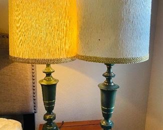 25_____$70
Pair Metal Green Mid Century  Lamps 41H