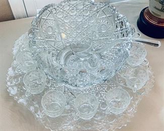 38_____$150
Crystal cut punch bowl with 12 punch cups