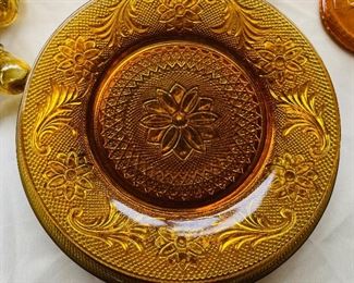 44_____$140
Amber cut glass dinnerware set