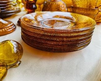 44_____$140
Amber cut glass dinnerware set
