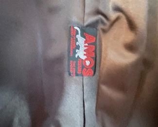 $450 Long grey Shearling lamb coat with leather cuffs size L 