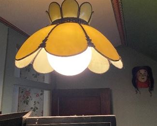 Vintage mid century Tiffany style hanging swag pendant lamp   $100 reduced $75