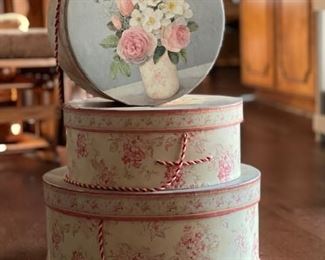 Many sets of Decorative Hat Boxes
