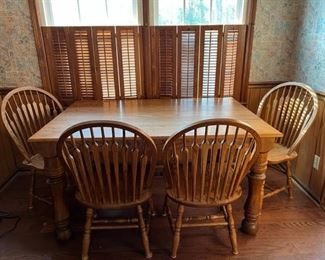 Solid Oak Kitchen table/6 chairs (2 not shown).