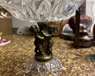 Vintage Hollywood regency, cherub pedestal bowl
