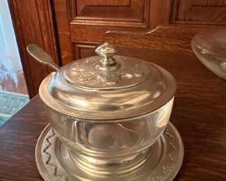 Valid pewter and glass sugar bowl