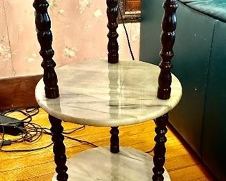 Three tier solid marble in Mahogony accent table