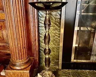 Vintage amber rose and marble ashtray