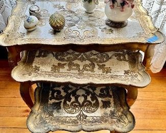 Three antique nesting tabkes