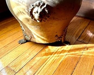 Lion head brass planter/tub with claw feet