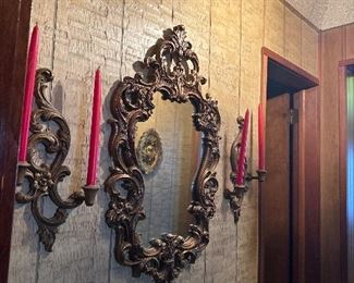 Vintage/MCM ornate, oval, Syroco mirror