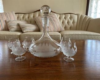 Vintage Tuscany of Romania Cristal, brandy cordial/whiskey glasses with Cantor