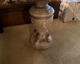 Petite stone occasional table with cherubs