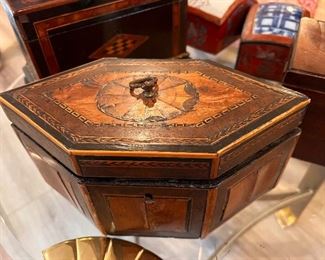 Antique Tea Caddy - inlaid wood